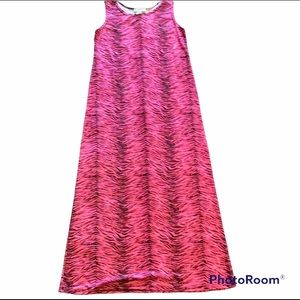 🐯💕 80’s Vintage pink tiger print maxi dress